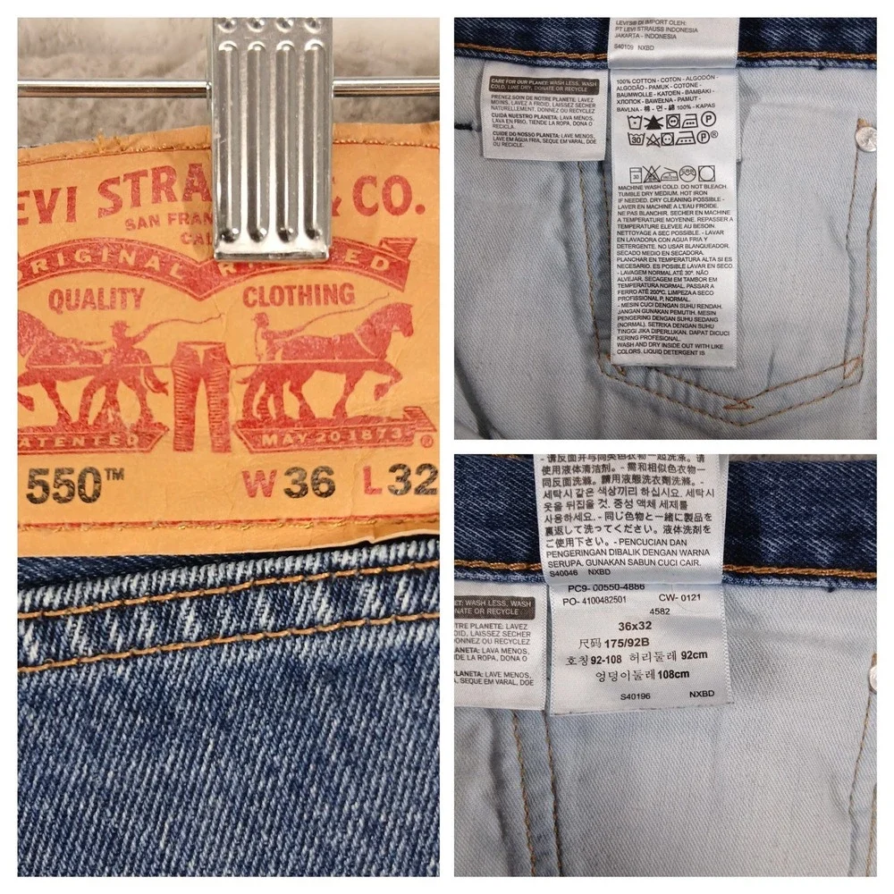 Levi's 550 Jeans Mens 36x32 Blue Relaxed Fit Tapered Leg‎ Denim Pants